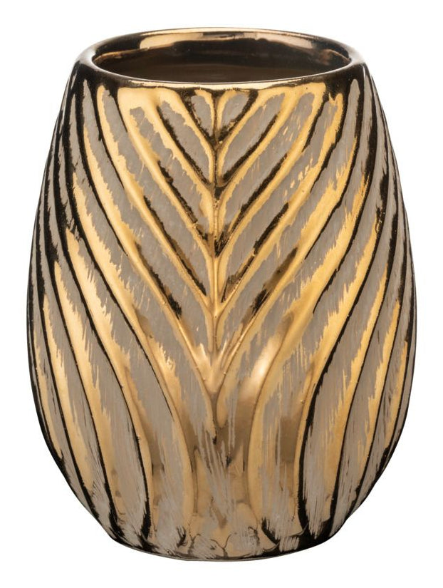 WENKO Zahnbürstenhalter Idro – Keramik, 6,5×6,5×10,5 cm, Gold