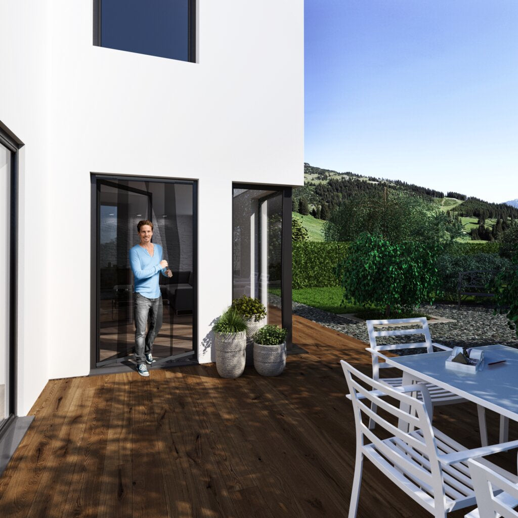 Windhager IS Fliegengitter Tür – 120 × 250 cm – Anthrazit – Teleskop, Schraubbefestigung – Für Türen