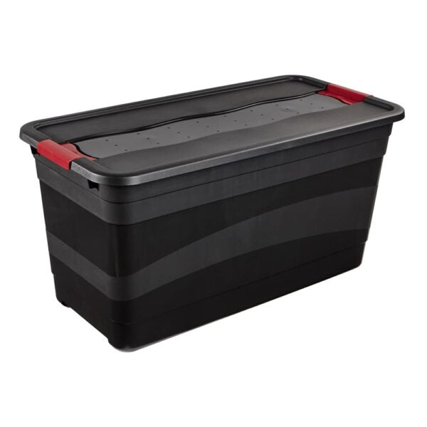 keeeper Aufbewahrungsbox 83 l (mit Deckel) – Kunststoff – Anthrazit/Rot – Verriegelung – 795 × 400 × 395 mm