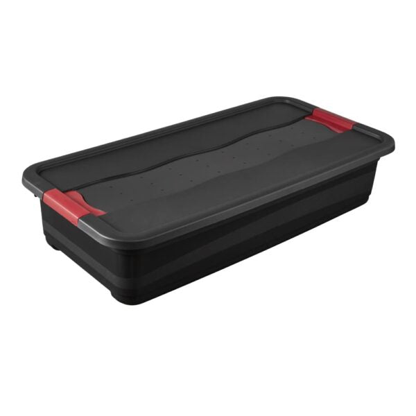 keeeper Aufbewahrungsbox 33 l (mit Deckel) – Polypropylen – Schwarz/Rot – 79,5 × 17 × 39,5 cm