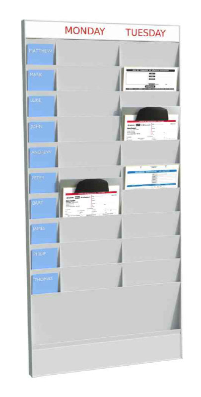 PaperFlow Wand-Büroplaner – A4 – 20 Fächer – 580 × 1'263 × 46 mm
