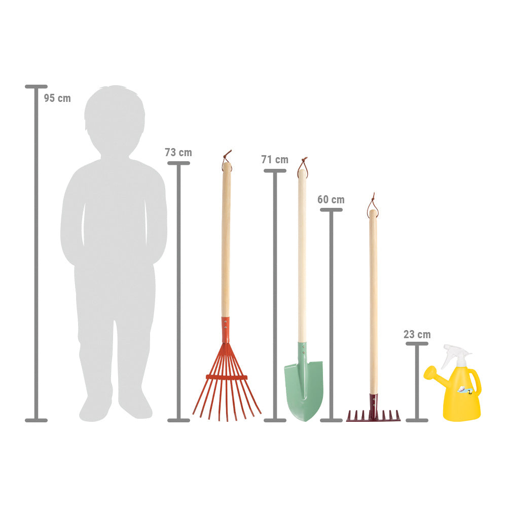 Small foot Sandspielzeug-Set – 4-teilig – ab 3 Jahren – Metall, Kunststoff, Holz – mehrfarbig