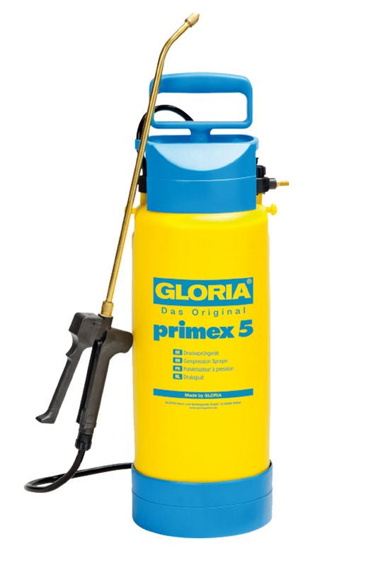 GLORIA Drucksprüher Primex 5 – 5 l, Kunststoff, Gelb/Hellblau