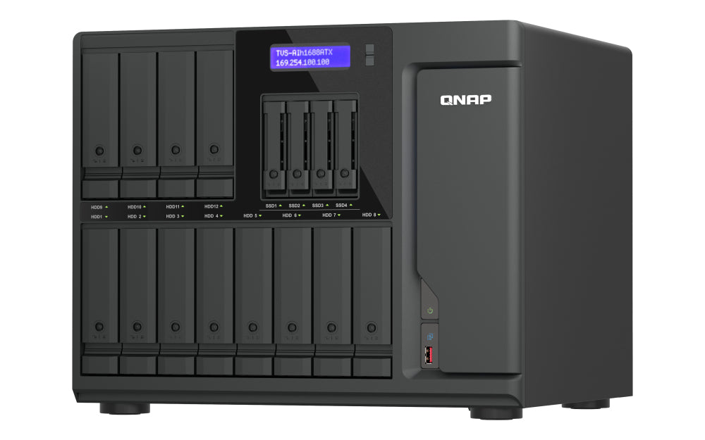 QNAP TVS-AIH1688ATX-U9-32G – 16-Bay Tower NAS – Intel Core Ultra9 285, 32 GB RAM, 10GbE, QuTS hero