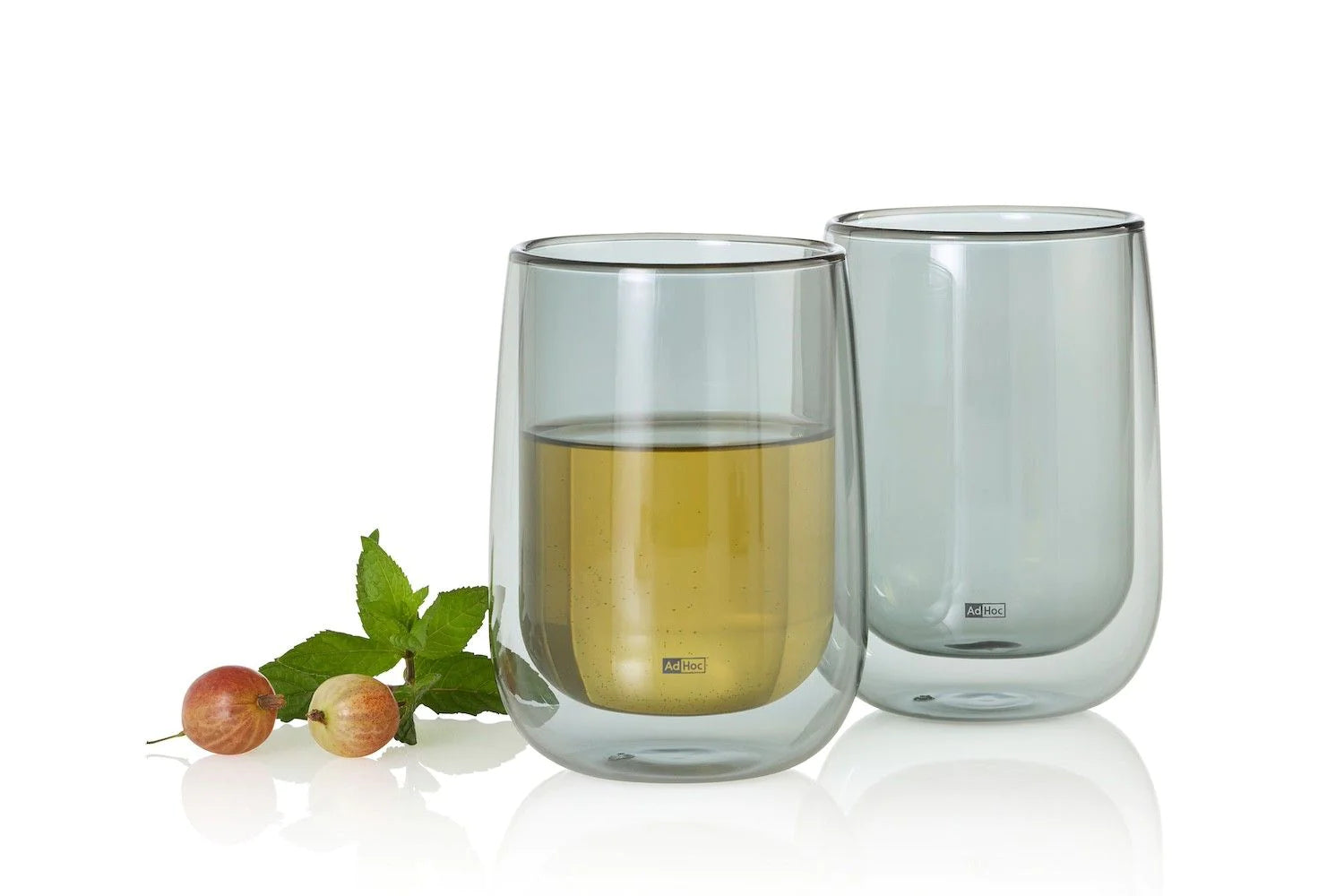 AdHoc Teeglas Duo Glass – 2er Set, 400 ml, Ø 9 cm, Borosilikatglas, doppelwandig, hitzebeständig