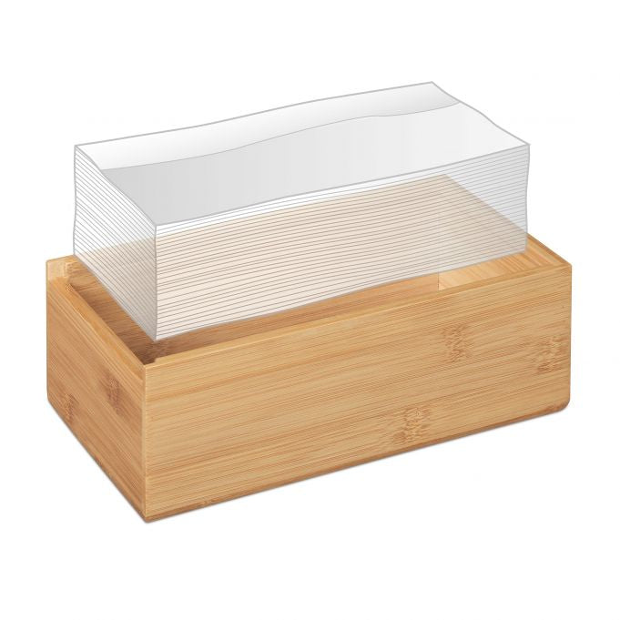 Relaxdays Kosmetiktuchbox – freistehend, Bambus, 24,5×8,5×13,5 cm