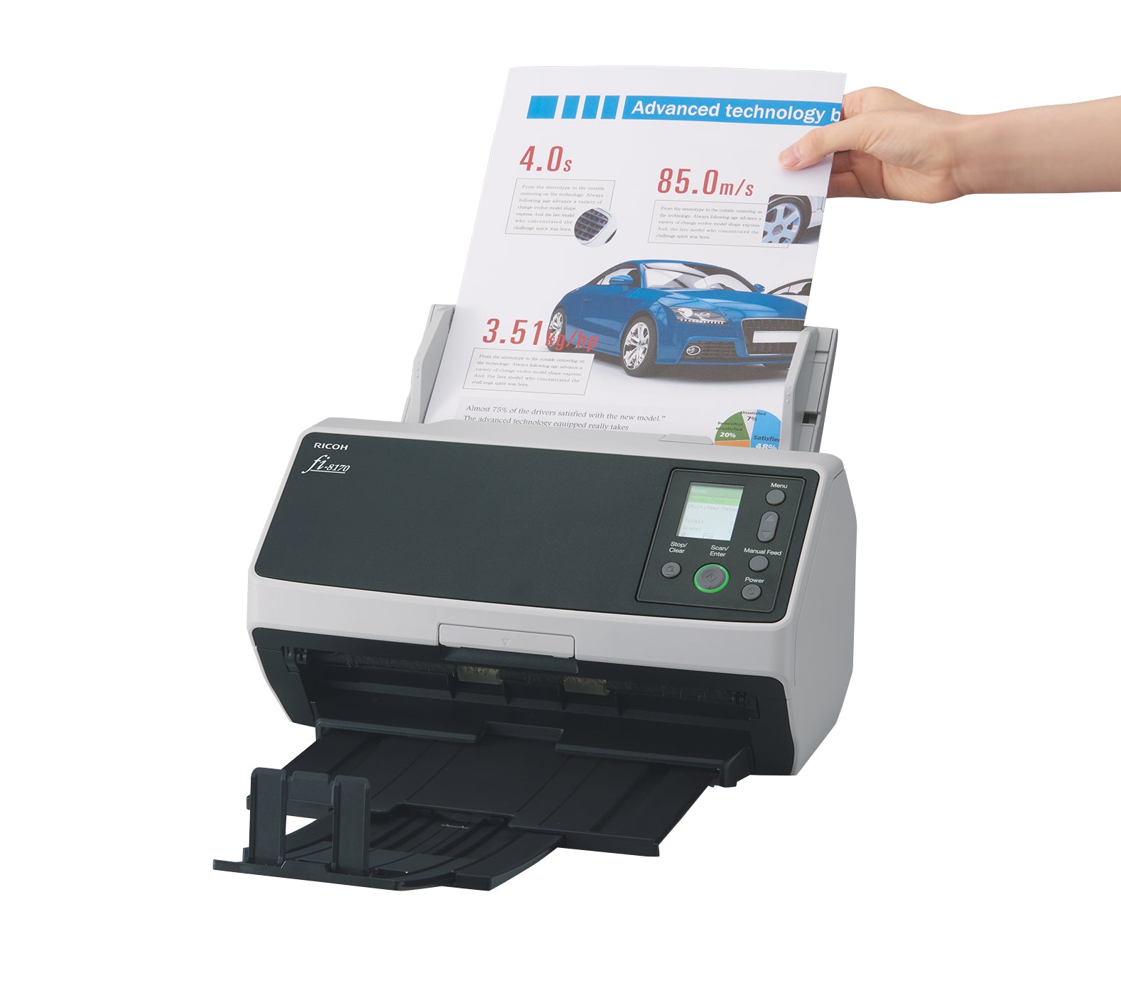 Ricoh fi-8170 – Dokumentenscanner, Legal, Duplex, 70 Seiten pro Minute, 600 dpi, ADF 100 Blatt, LAN, USB