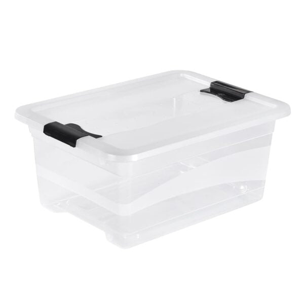 keeeper Aufbewahrungsbox 12 l (mit Deckel) – Polypropylen – transparent – stapelbar, mit Verriegelung