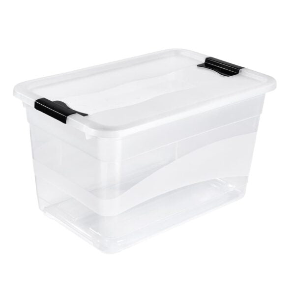 keeeper Aufbewahrungsbox 52 l (mit Deckel) – Polypropylen – transparent – stapelbar – 595 × 340 × 395 mm