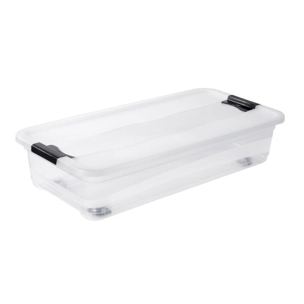 keeeper Aufbewahrungsbox 33 l (mit Deckel) – Kunststoff – Transparent – mit Rollen, stapelbar