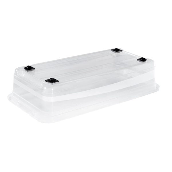keeeper Aufbewahrungsbox 33 l (mit Deckel) – Kunststoff – Transparent – mit Rollen, stapelbar