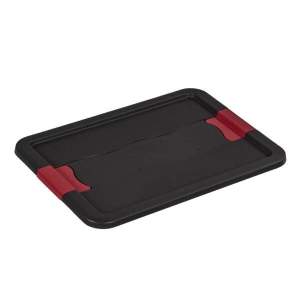 keeeper Eckhart Aufbewahrungsbox 12 l (mit Deckel) – Polypropylen – Schwarz/Rot – 395 × 175 × 295 mm