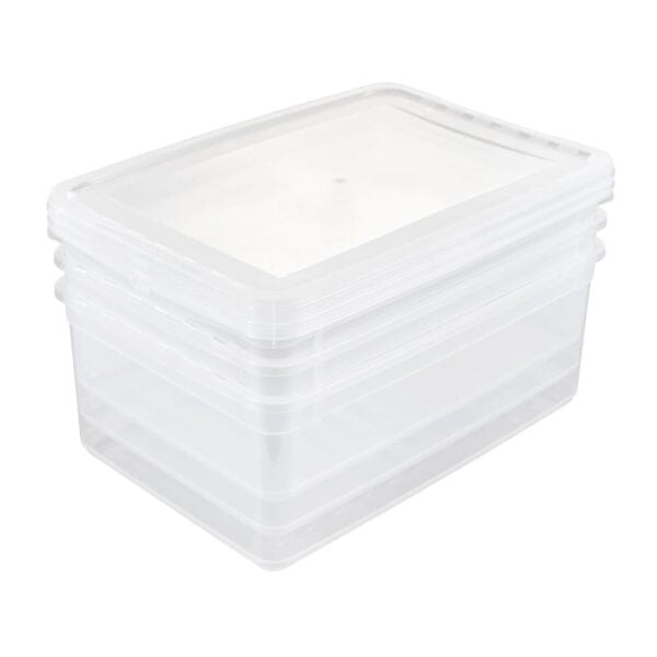 keeeper Aufbewahrungsbox 11 l (mit Deckel) – Polypropylen – Transparent – Stapelbar, mit Verriegelung – 3er-Set