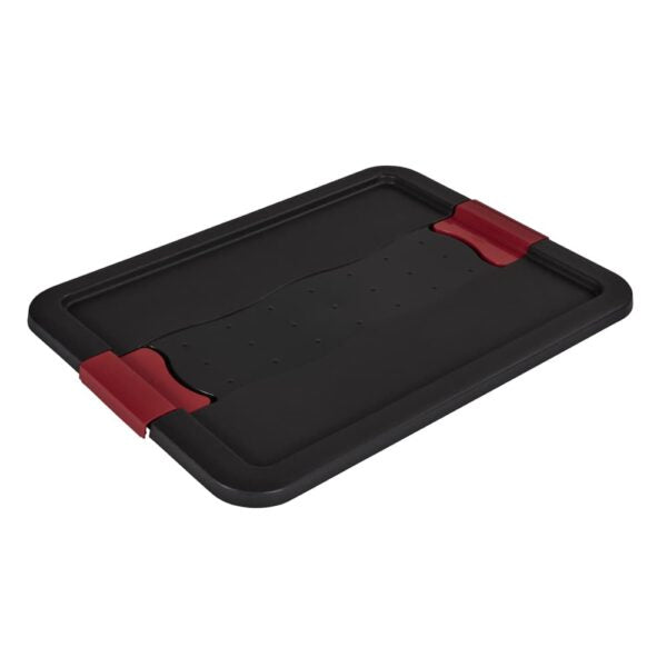 keeeper Eckhart Aufbewahrungsbox 24 l (mit Deckel) – Polypropylen – Schwarz/Rot – 395 × 300 × 295 mm