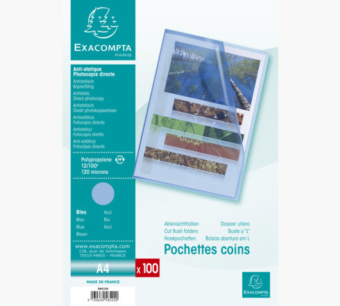 Exacompta Sichtmappe – A4, genarbtes PP, Blau