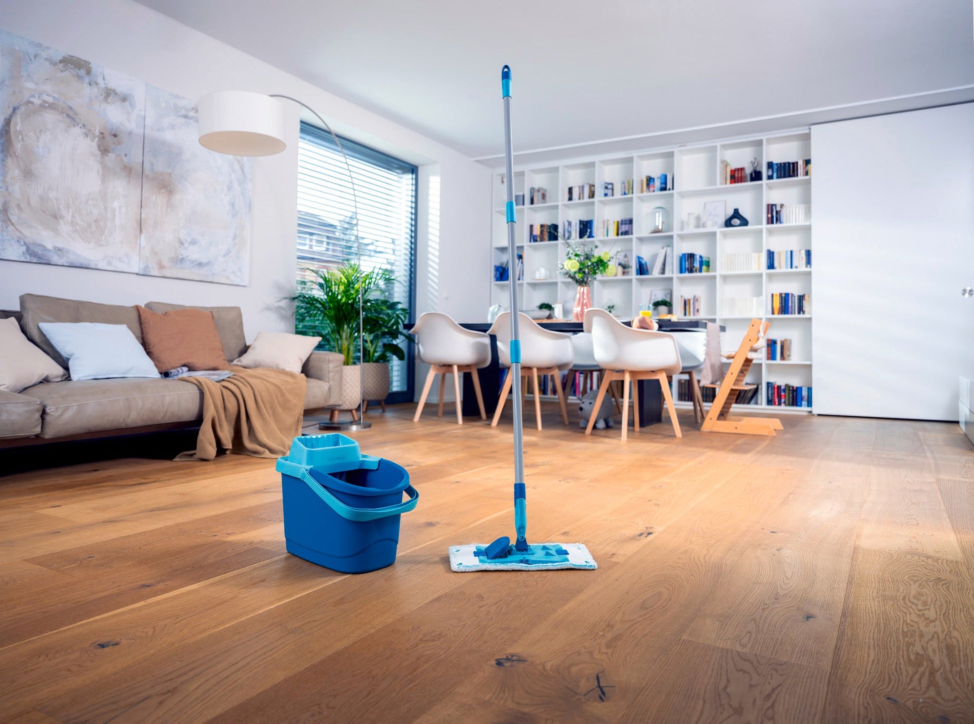 Leifheit Flachwischer Power Clean M – türkis – Mikrofaser