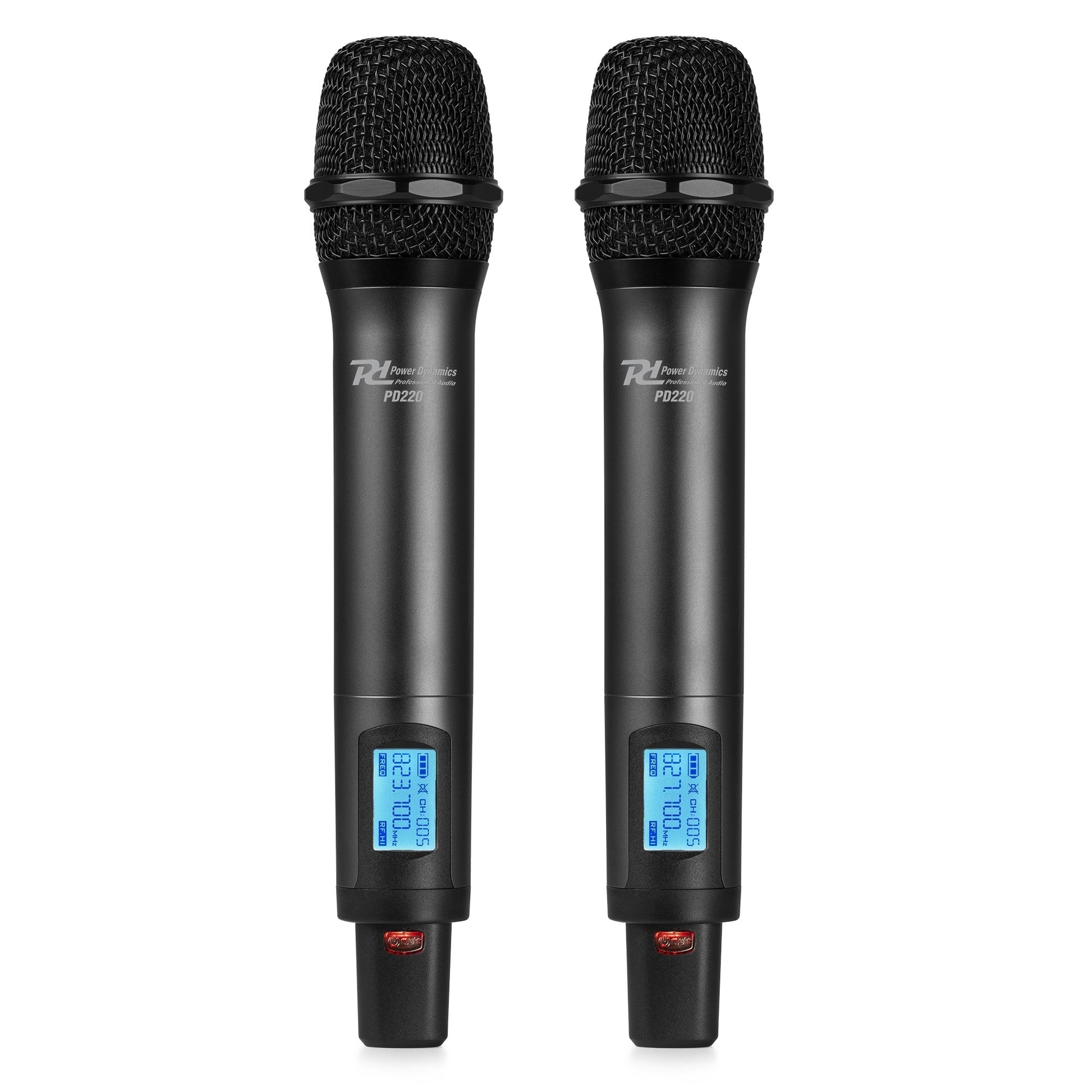 Power Dynamics PD220 Bühnenmikrofon 2er-Set – XLR/6,35 mm Klinke, Kabellos, Niere, 823–832 MHz, Schwarz