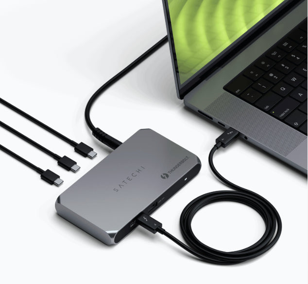 Satechi ST-HT4SHM-EU Thunderbolt-Hub – Thunderbolt 4, TB4 × 4, 1× USB-A, 96 W PD, für Mac/Windows/iPadOS