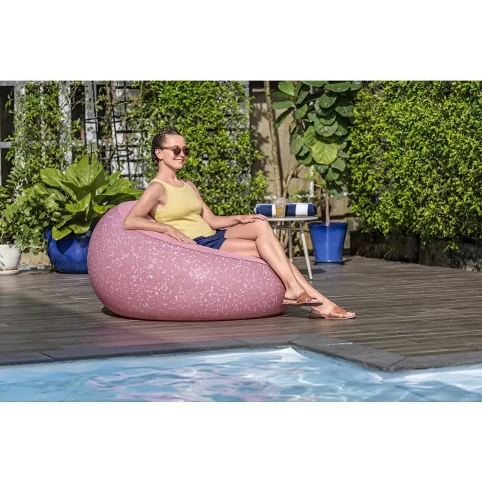 Bestway Sessel Inflate – 112 × 112 × 66 cm – PVC & Velour – rosa – mit Flickzeug
