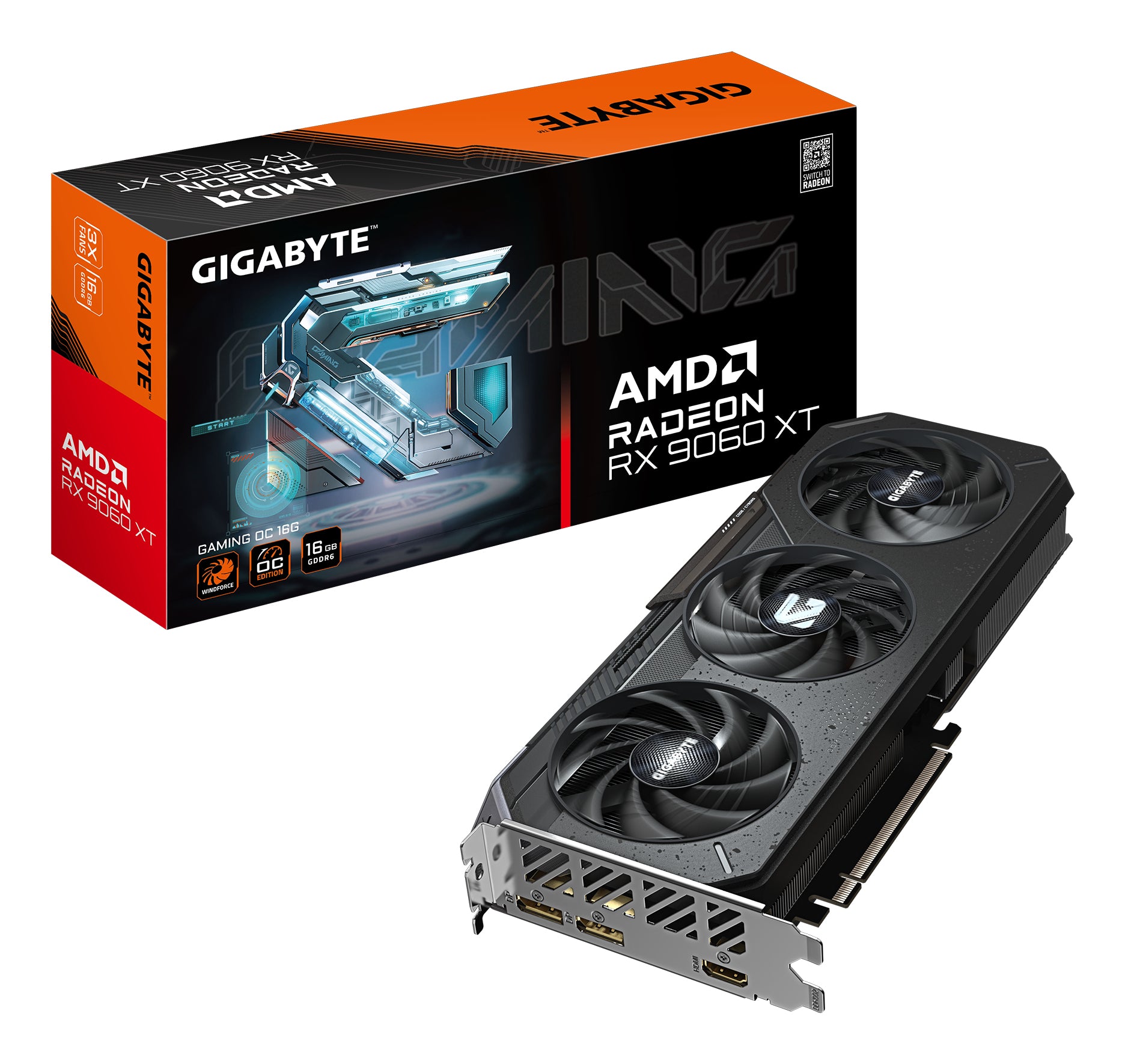 GIGABYTE Radeon RX 9060 XT GAMING OC-16GD – PCIe Grafikkarte – 16GB GDDR6, 2×DisplayPort, 1×HDMI, PCIe 5.0