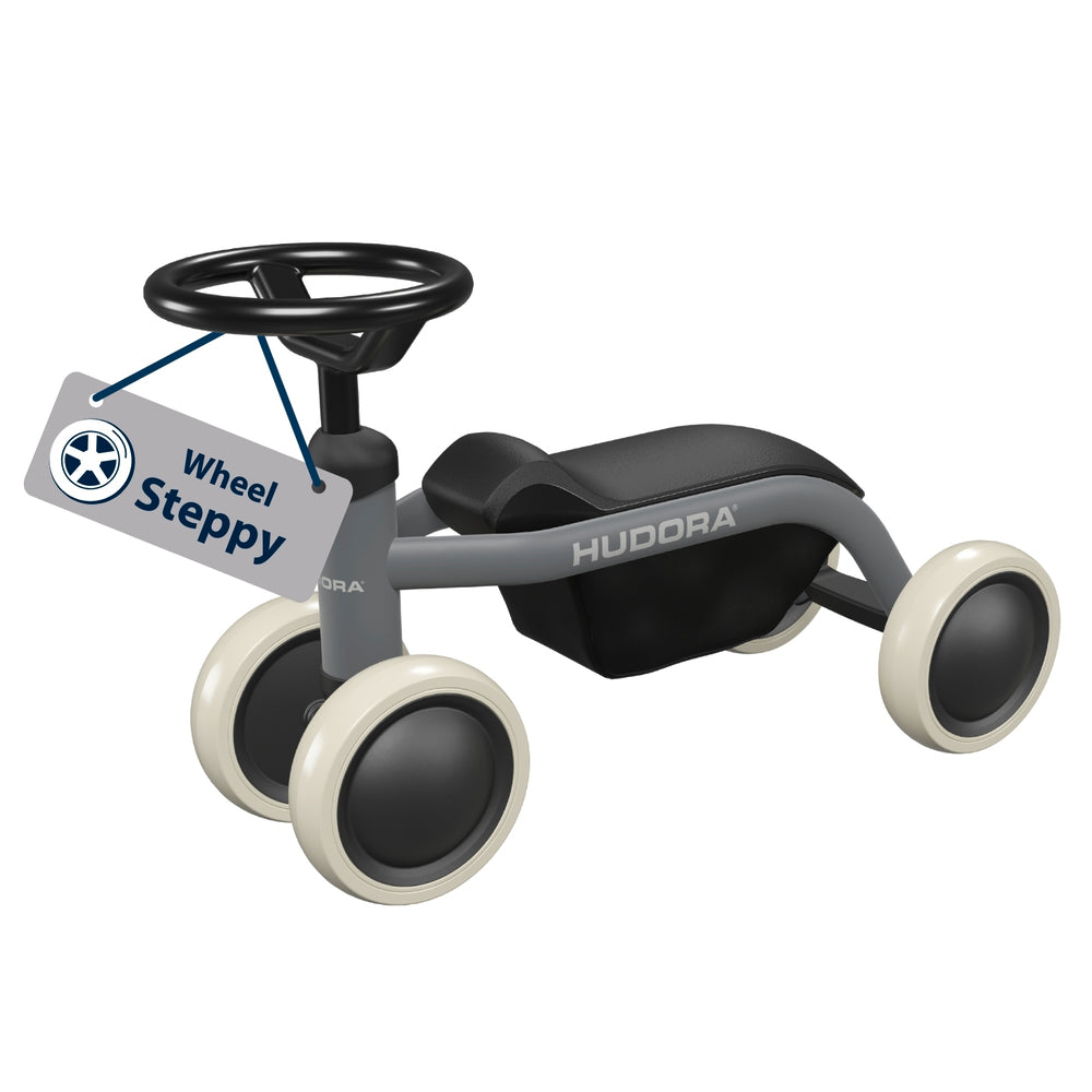 HUDORA Steppy 6 Laufrad – Ø 15,2 cm Räder – Sitzhöhe 22,5 cm, max. Belastung 20 kg – ab 1 Jahr – schwarz/grau
