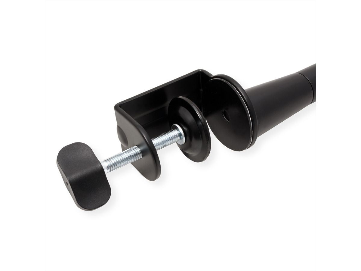 ROLINE Mikrofonständer (Auslegerarm) – Aluminium, Tragkraft 0,5 kg, Tischstärke 10–60 mm, Schwarz
