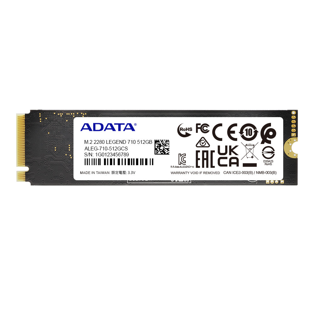 ADATA LEGEND 710 – 512 GB, M.2 NVMe (PCIe 3.0), 2400 MB/s lesen, 1000 MB/s schreiben