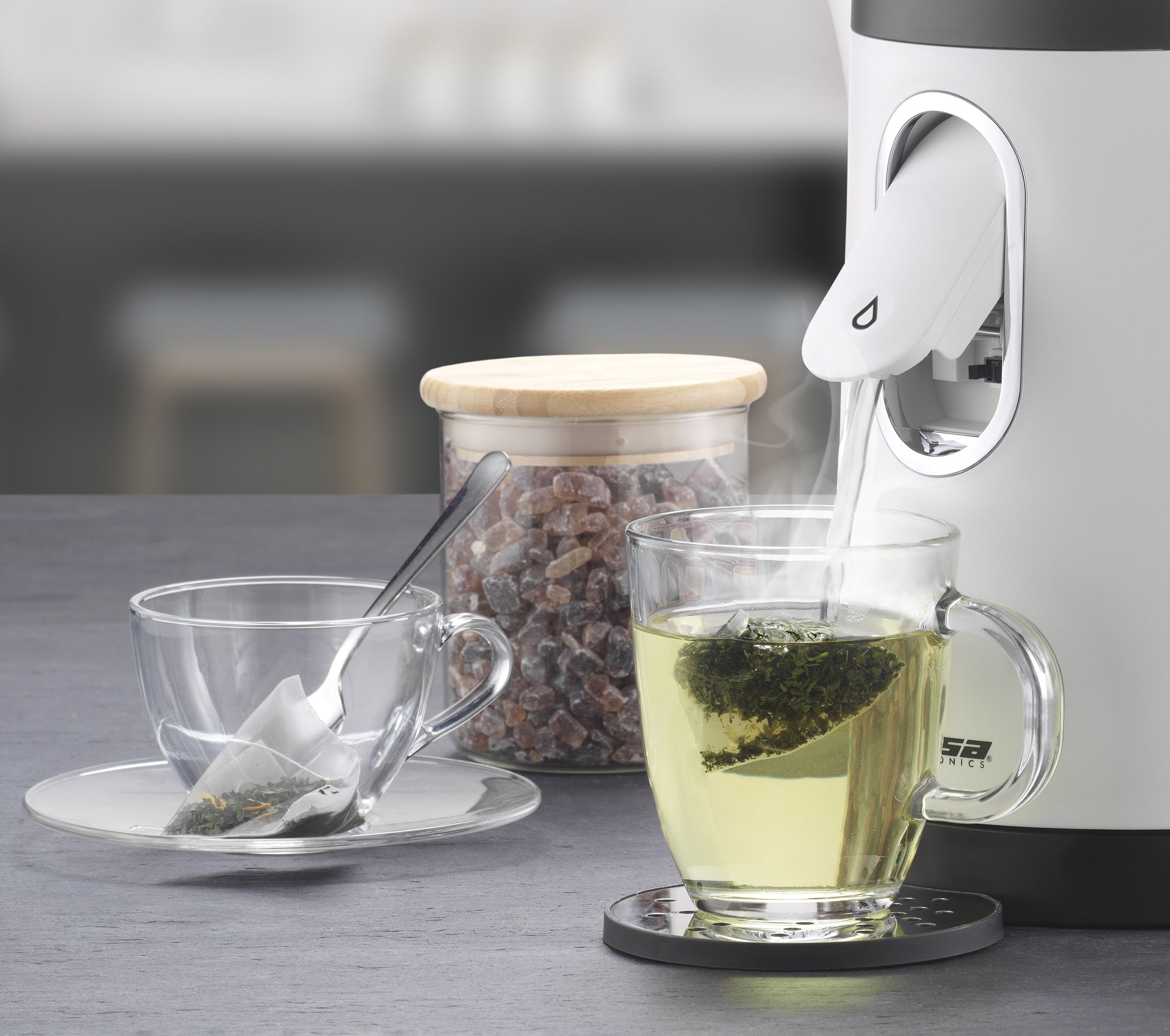 Trisa Wasserkocher – 1,5 l, mit Temperaturwahl, Kunststoff, Weiss
