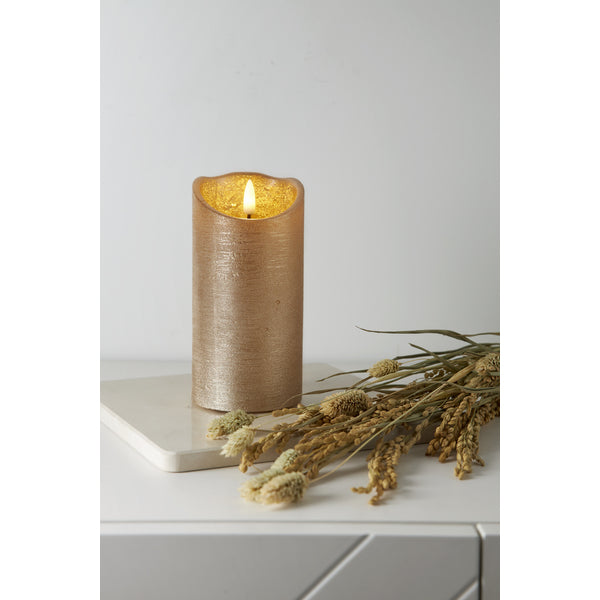 Star Trading LED-Kerze – Ø 7,5 × 15 cm – Kunststoff, Gold