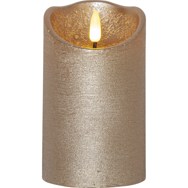 Star Trading Flamme Rustic LED-Kerze – Ø 7,5 × 12,5 cm – Kunststoff & Wachs, Gold