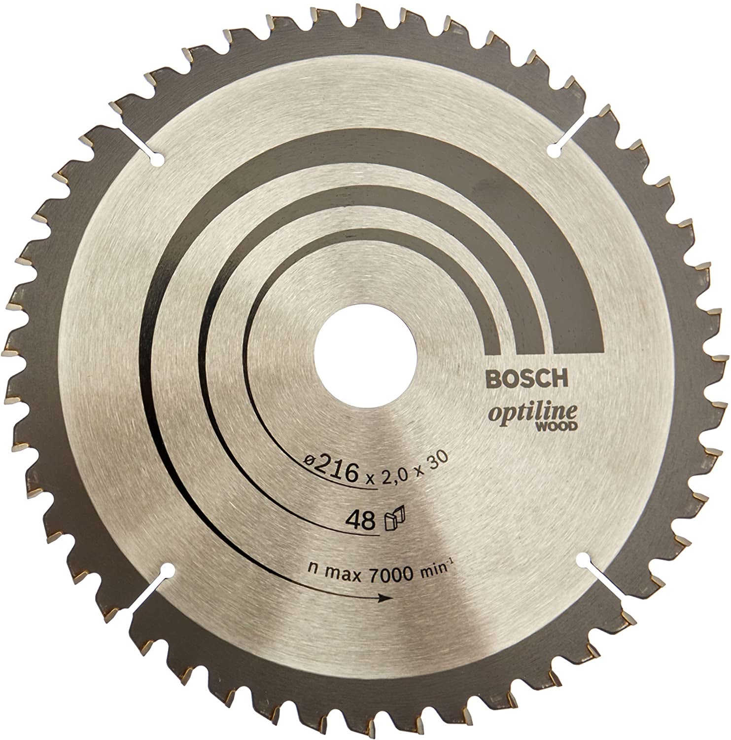 Bosch Professionelles Optiline Wood Kreissägeblatt 216 mm, 48 Zähne – für Holz – 1 Stück – für Bosch