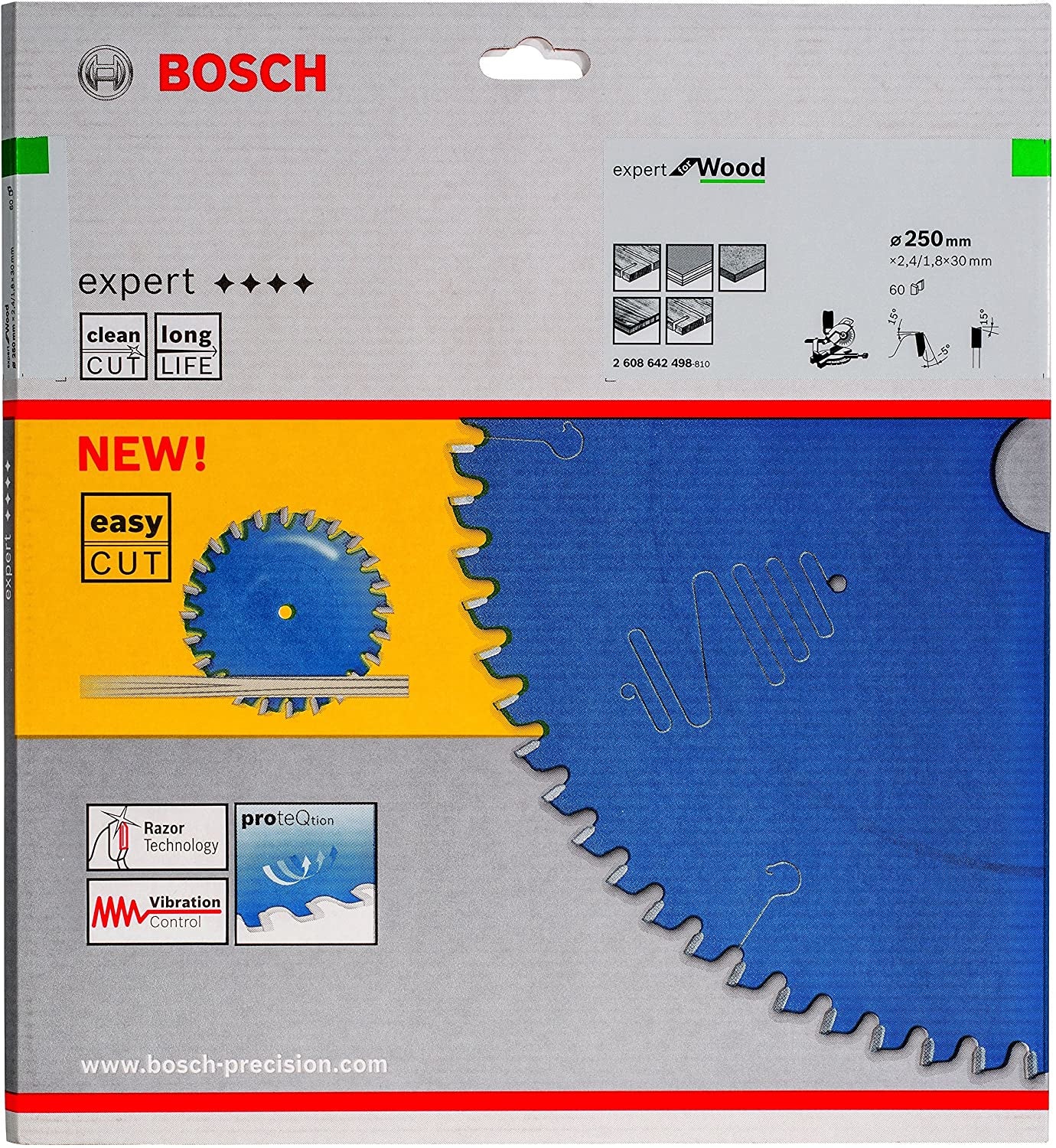 Bosch Professional – Kreissägeblatt, 60 Zähne, 2608642498, 250 mm