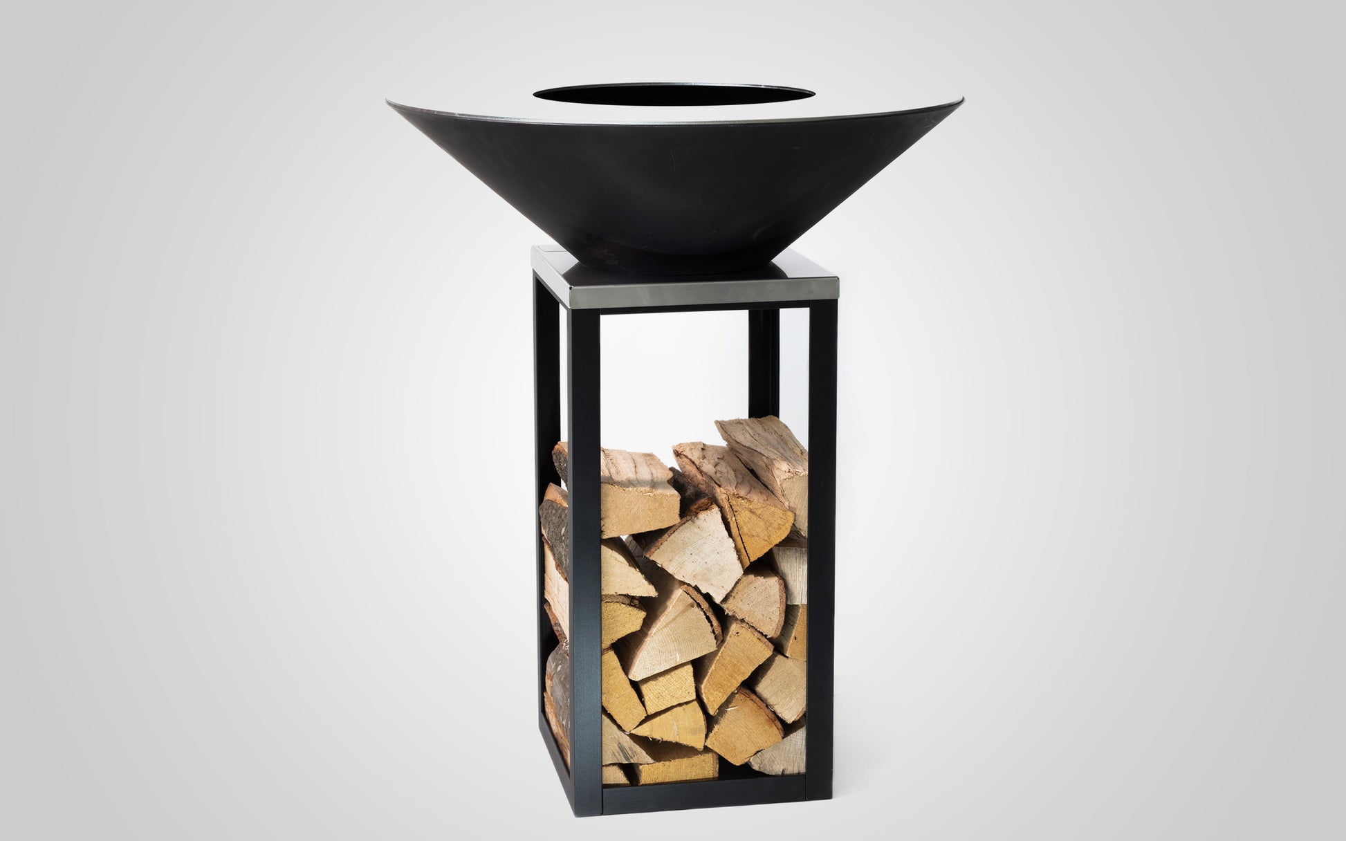 Feu Du Jardin Feuerschale Fyro 80, Ø 78 cm, Höhe 100 cm – Schwarz, Edelstahl
