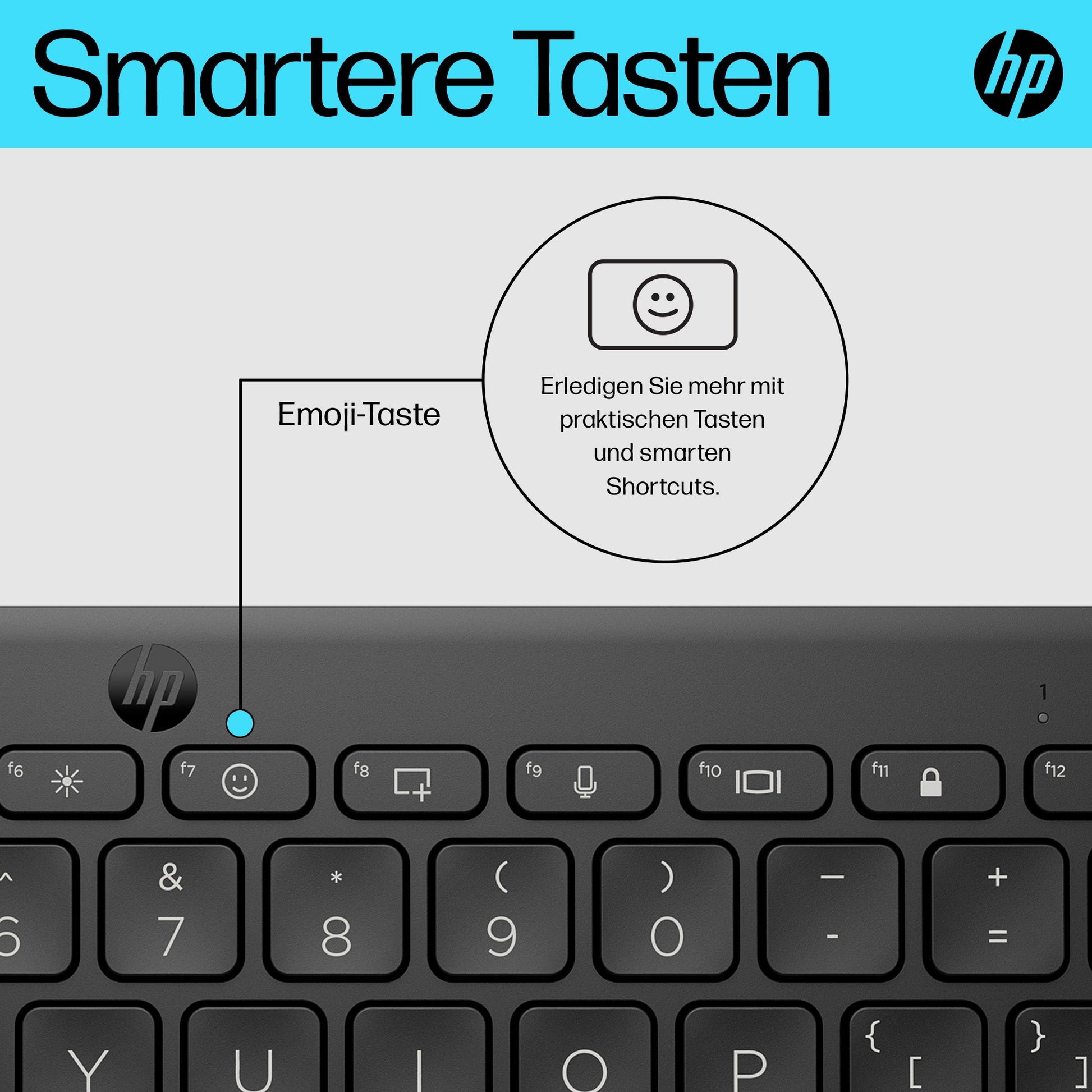 HP 355 Compact Multi – Kompakte Tastatur – Mechanisch – Bluetooth 5.2 – Ohne Ziffernblock – Schwarz