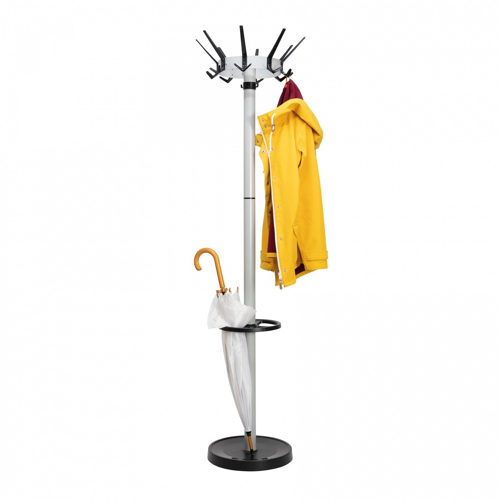 MAUL Garderobenständer (mit Schirmhalter) – Stahl – Silber – 1'725 mm