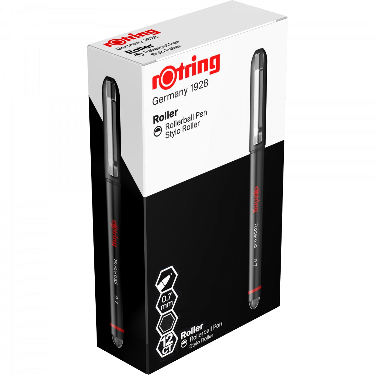 Rotring 2146104 – Tintenroller, 0,7 mm, Schwarz, mit Kappe, Kunststoff