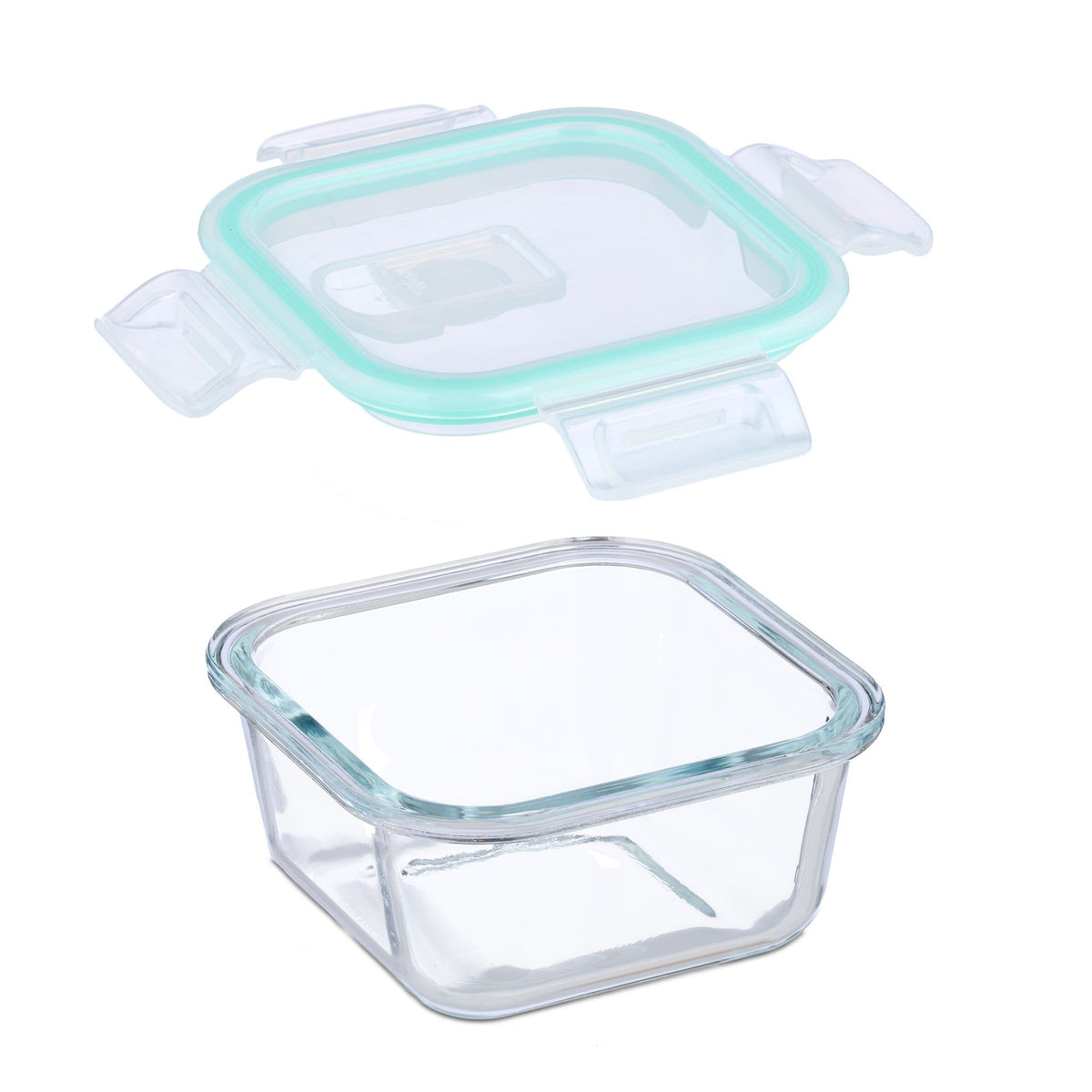 Relaxdays Vorratsdose 320 ml, 15,5 × 11 × 6 cm, Glas/Polypropylen (PP)/Silikon
