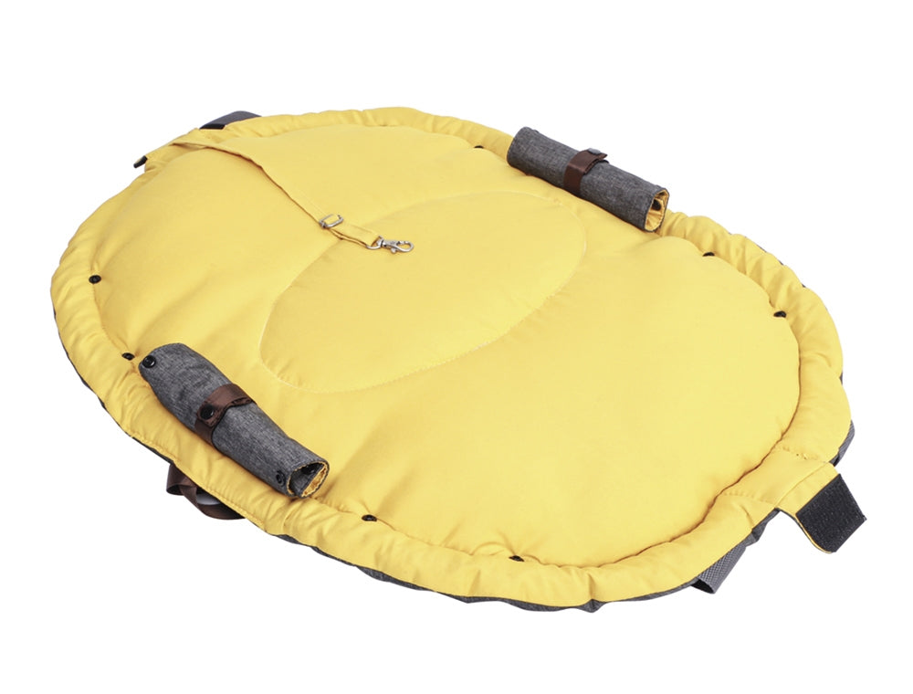 Nobby Haustierträger SHELLY – waschbar bei 30 °C, Klettverschluss – für Hund – 72 × 55 cm – grau-senf