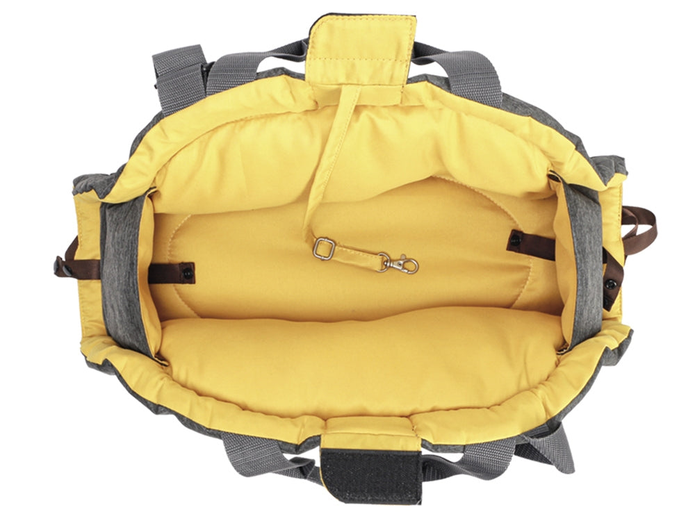 Nobby Haustierträger SHELLY – waschbar bei 30 °C, Klettverschluss – für Hund – 72 × 55 cm – grau-senf