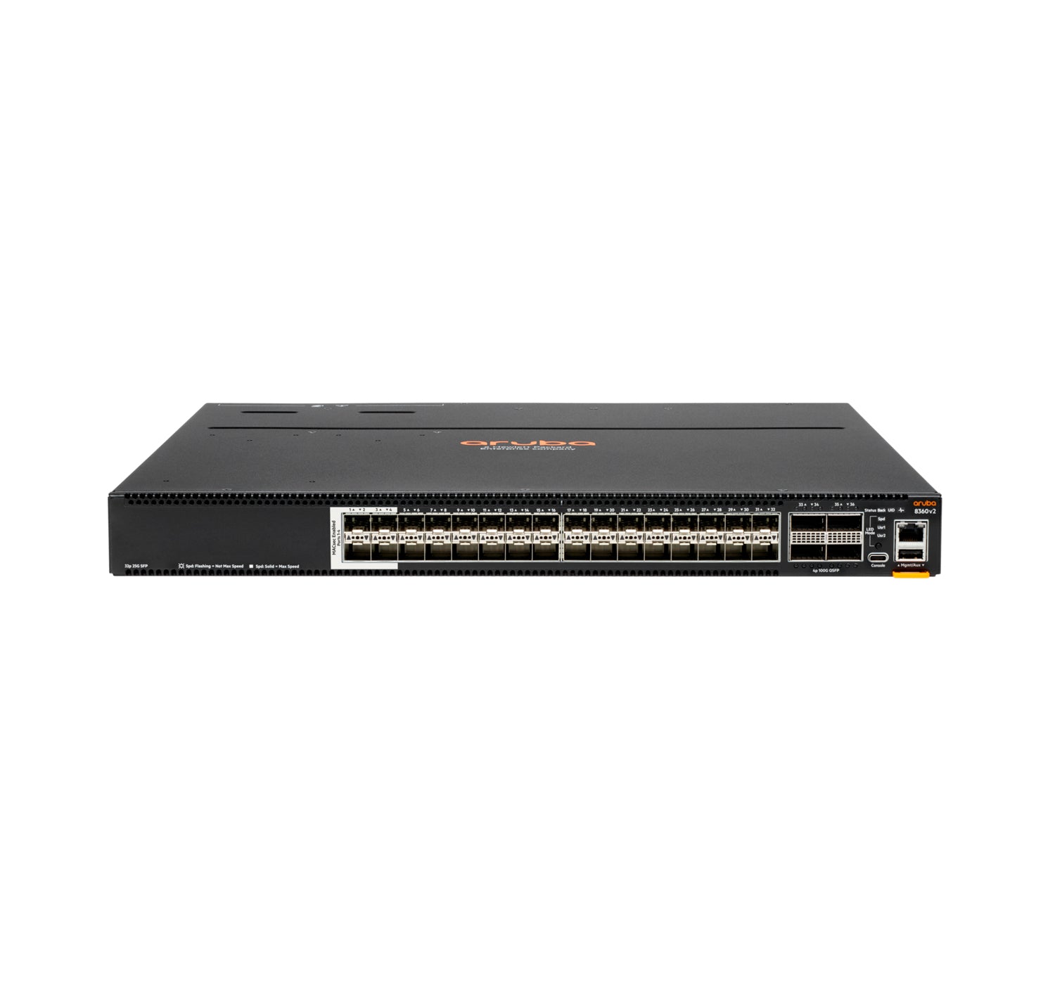 HPE Aruba Networking 8360-32Y4C v2 – Managed Switch – 32×SFP+, 4×QSFP28, L3, 1U