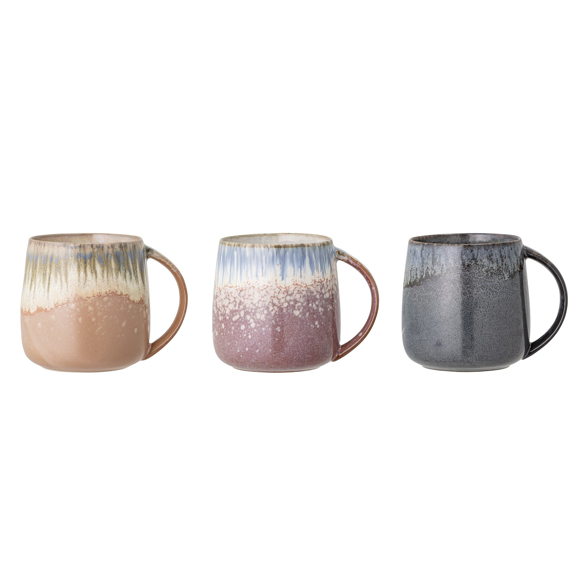 Bloomingville Chloe Tassen – 3er Set, 380 ml, Ø 9,5 cm, H 10,0 cm, Steingut, Blau, spülmaschinenfest