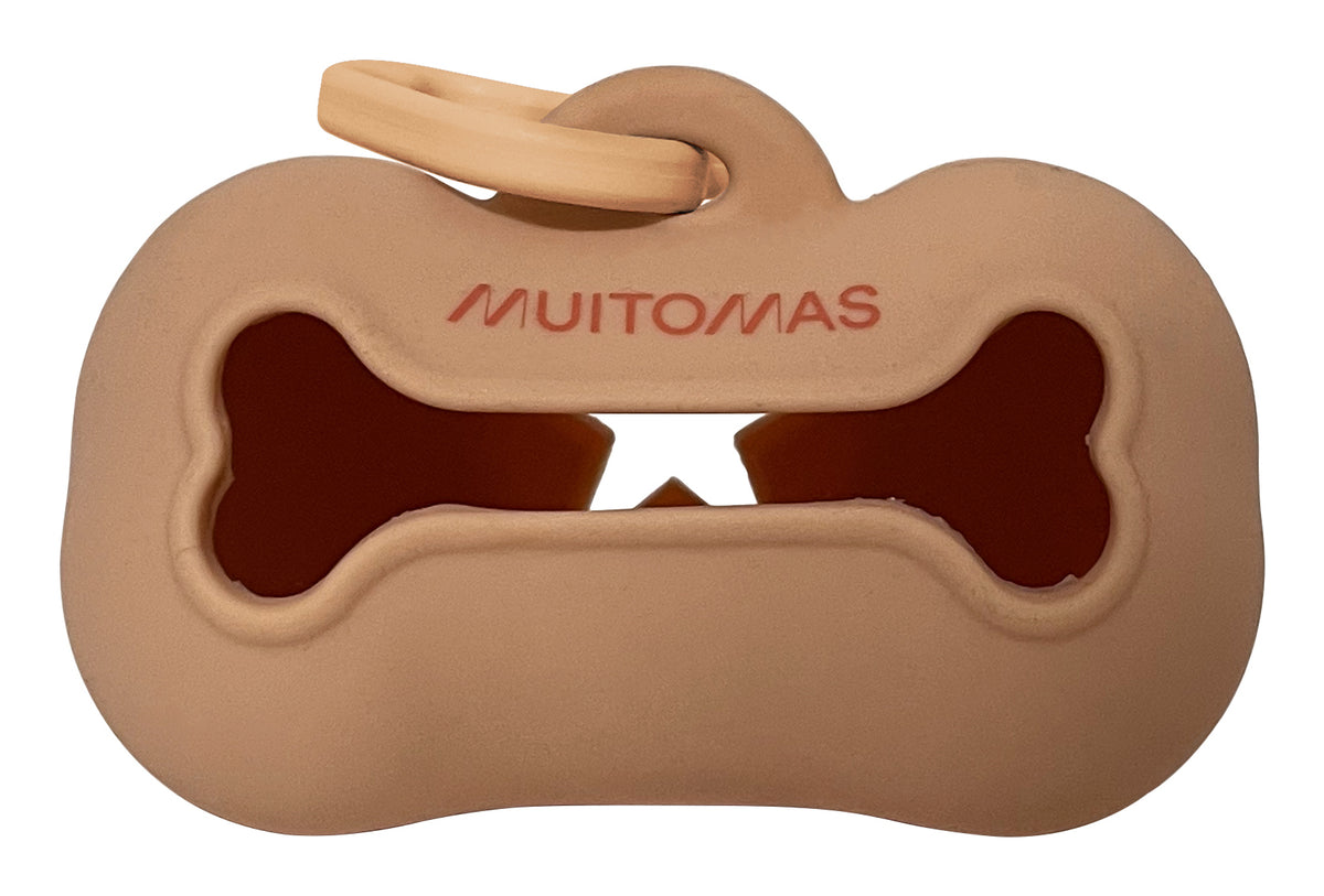 Muitomas Beutelhalter – mit Karabiner, für Hunde – 90×50×45 mm – Pfirsich, Silikon