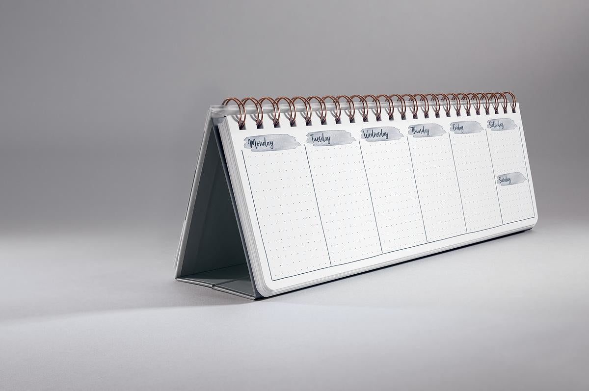 Sigel Jolie JP101 – Tischkalender ohne Jahr, Wochenplaner, 30 × 11,4 cm, Spiralbindung, Englisch, Apricot