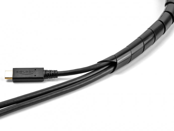 DeLOCK Kabelschlauch, Ø 12 mm × 2 m, wiederverwendbar – schwarz