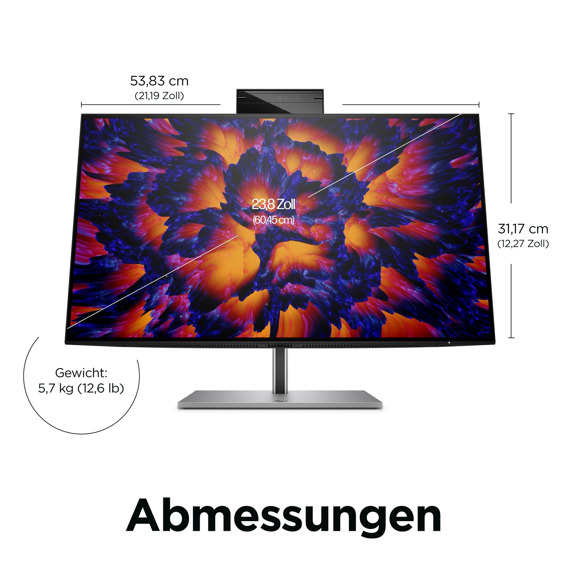 HP Z24M G3 – Monitor, 23,8", IPS, 90 Hz, 400 cd/m², Webcam, Mikrofon, Lautsprecher, USB-C, Silber