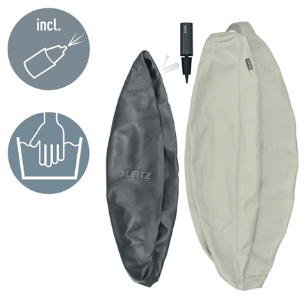Leitz Sitzball – Ø 55 cm, hellgrau, Bezug: Stoff