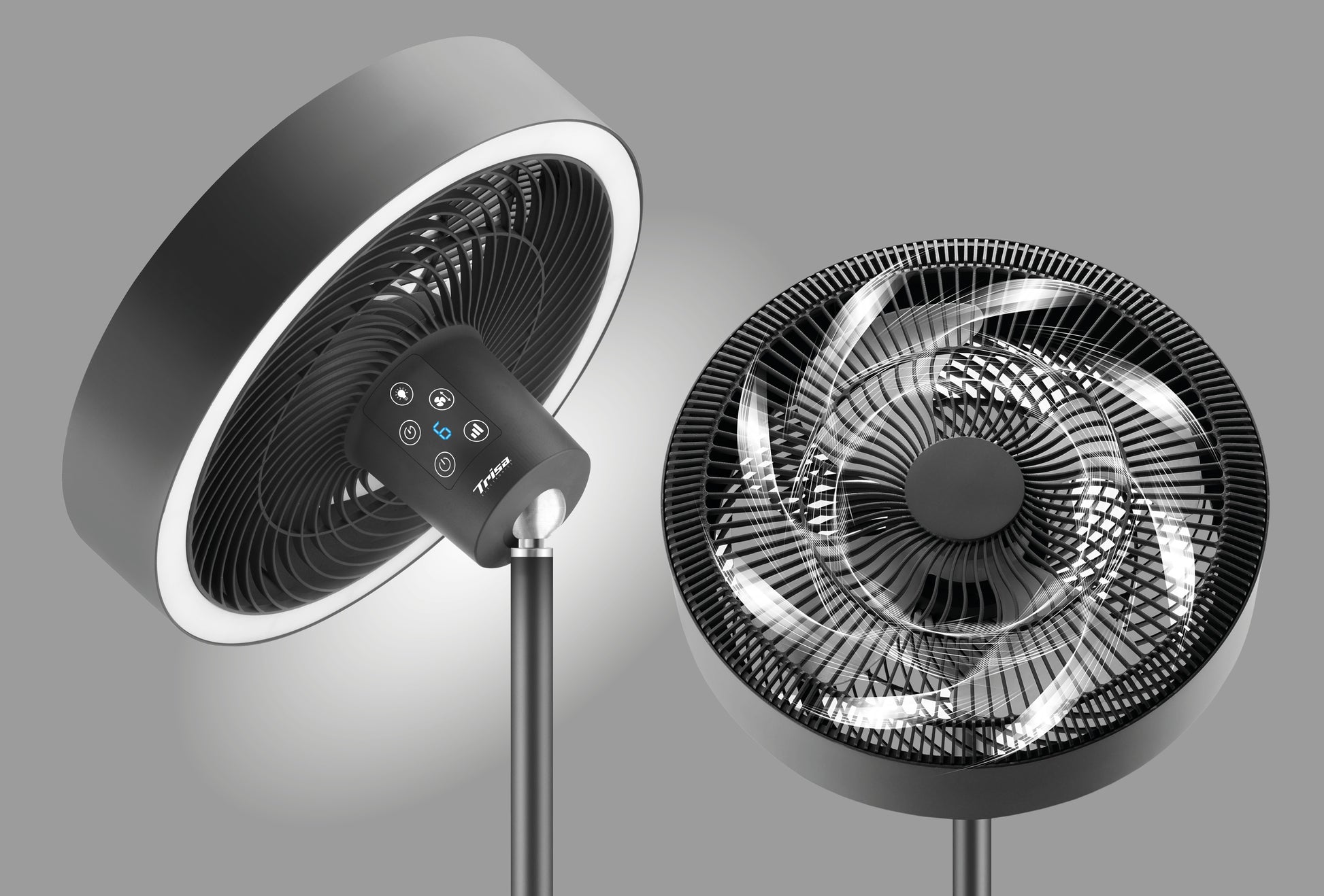 Trisa Standventilator Ambiance – 35 cm, 9 Stufen, oszillierend, Timer, Fernbedienung, 15 W, 58,4 dB(A)