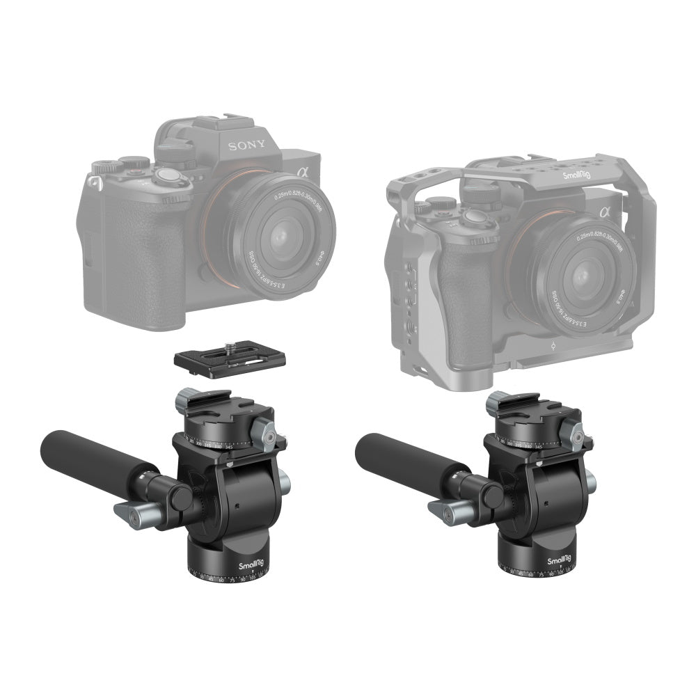 SmallRig Leichter Flüssigkeits-Videokopf – Flüssigkeits-Videokopf, Traglast 5 kg, Höhe 104 mm – Schwarz