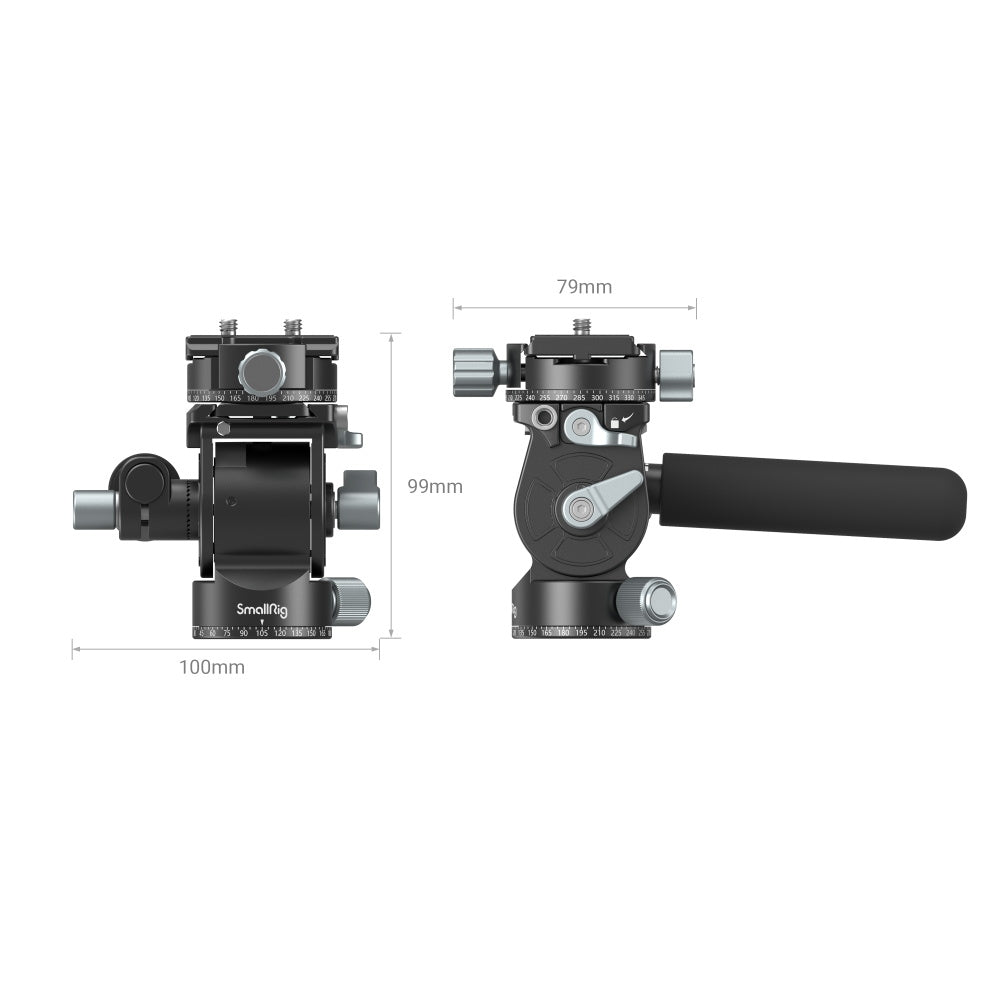 SmallRig Leichter Flüssigkeits-Videokopf – Flüssigkeits-Videokopf, Traglast 5 kg, Höhe 104 mm – Schwarz