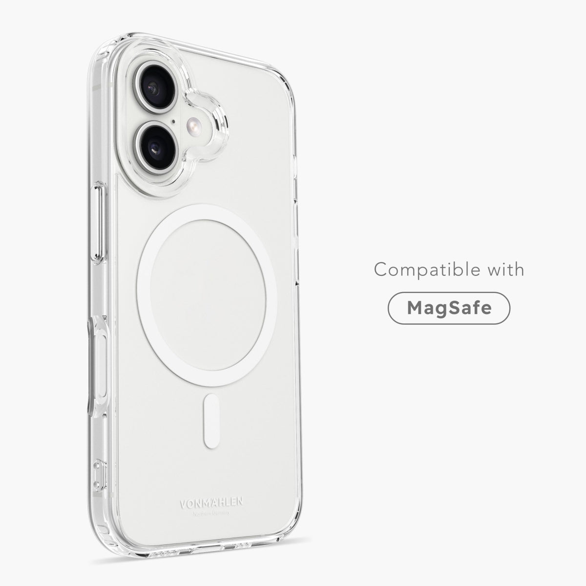 Vonmählen Backcover – für Apple iPhone 16 Plus, MagSafe, Kunststoff, Transparent/Weiss